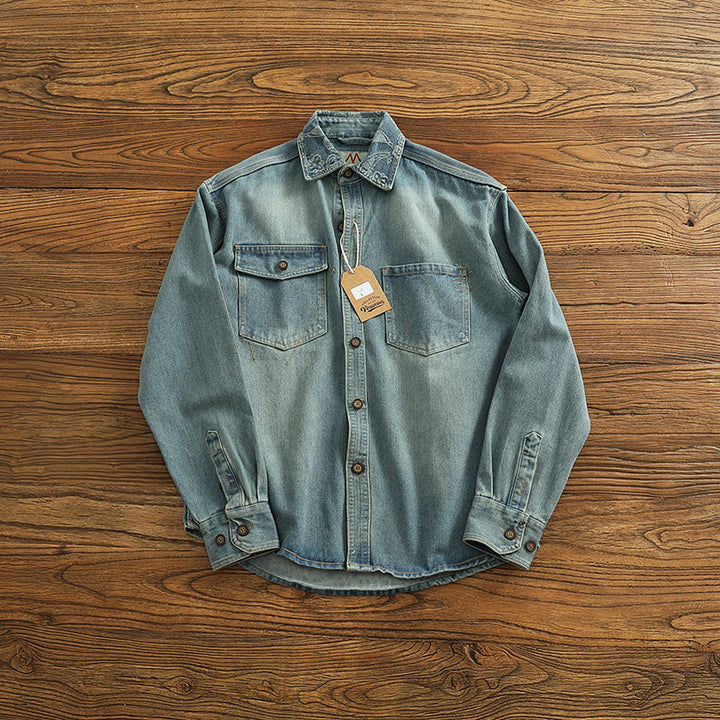 Herren Denim Hemdjacke mit Brusttaschen Echo Archiv