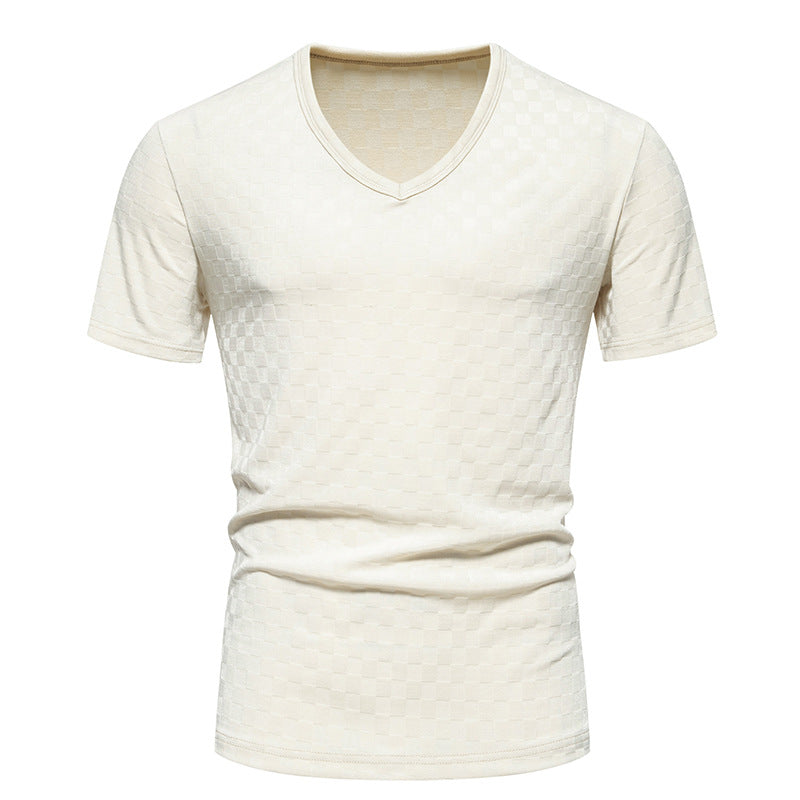 Herren V-Ausschnitt Shirt mit strukturierter Oberfläche Echoarchiv