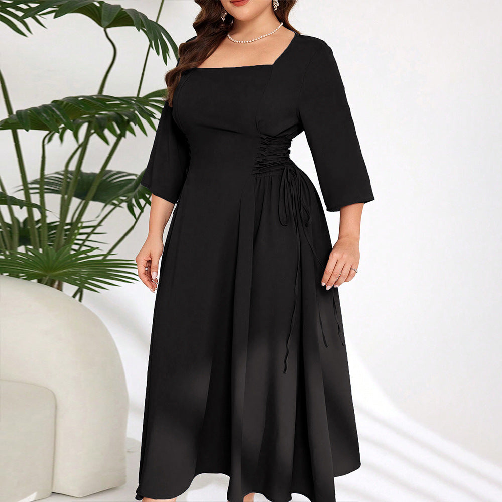 Damen Midi-Kleid mit schickem Quadrat-Ausschnitt und eleganten Rüschendetails Echo Archiv