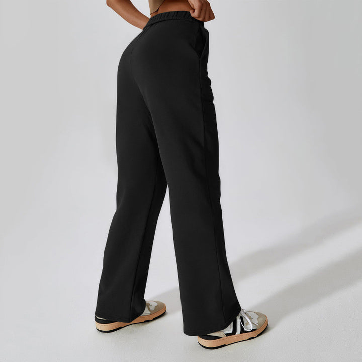 Damen nan hochgeschnittene ausgestellte Loungehose mit elastischem Komfortbund und verdeckten Eingrifftaschen Echo Archiv