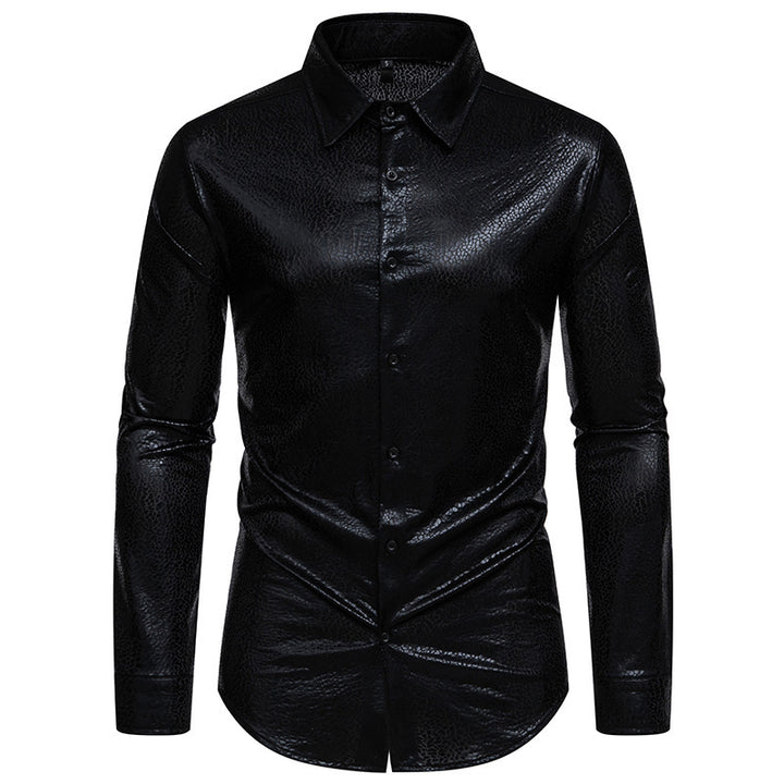 Herren Glänzendes Langarmhemd mit extravagantem Design Echoarchiv