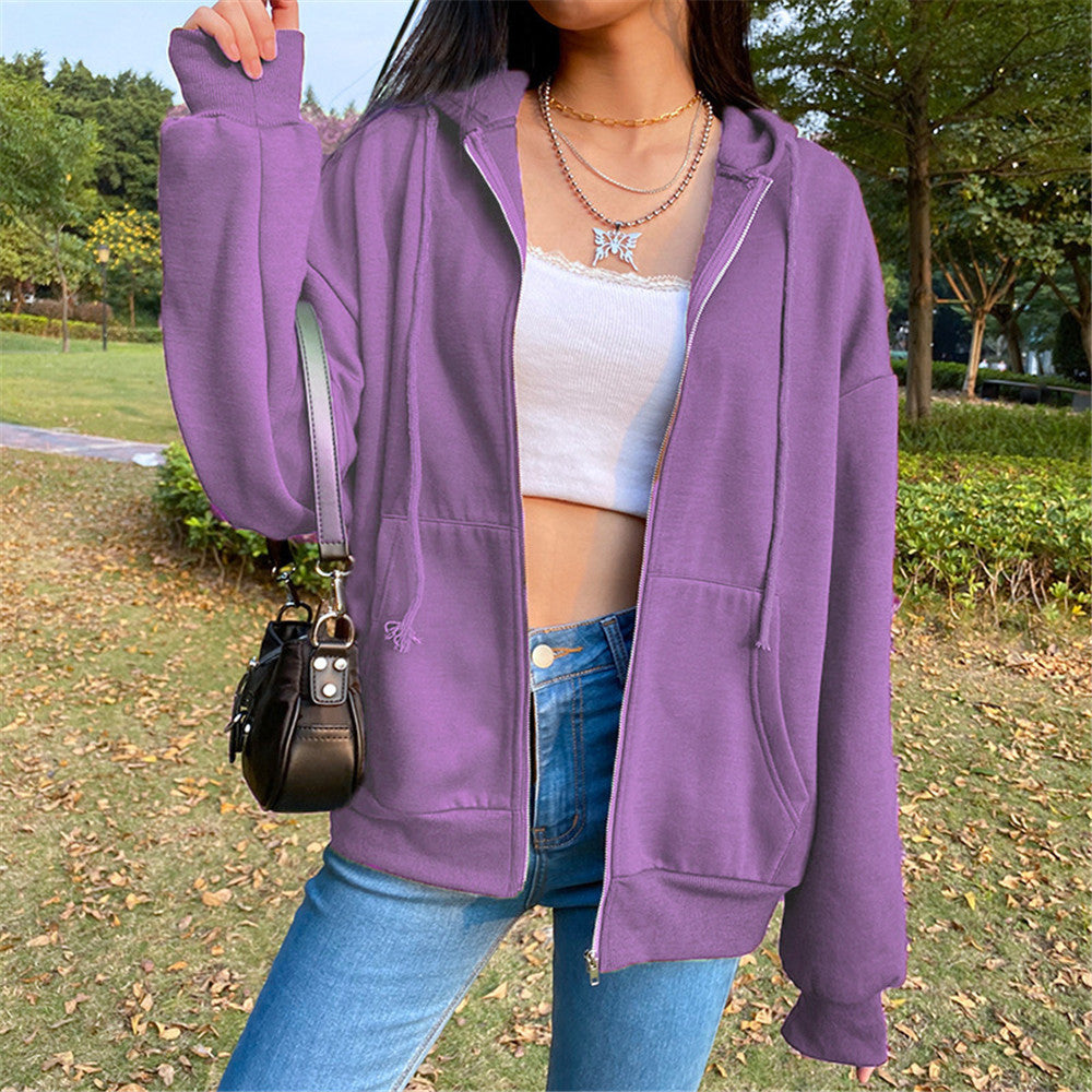 Damen nan legerer Kapuzen-Zipper mit Oversize-Passform, Kängurutaschen und durchgehendem Reißverschluss Echo Archiv