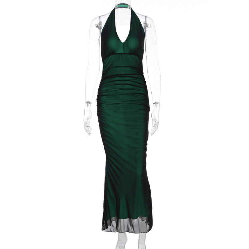 Damen Elegantes Maxikleid mit tiefem V-Ausschnitt und taillierendem Schnitt Echo Archiv