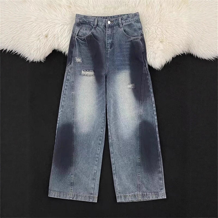 Damen Weitbeinige Destroyed Jeans Echoarchiv