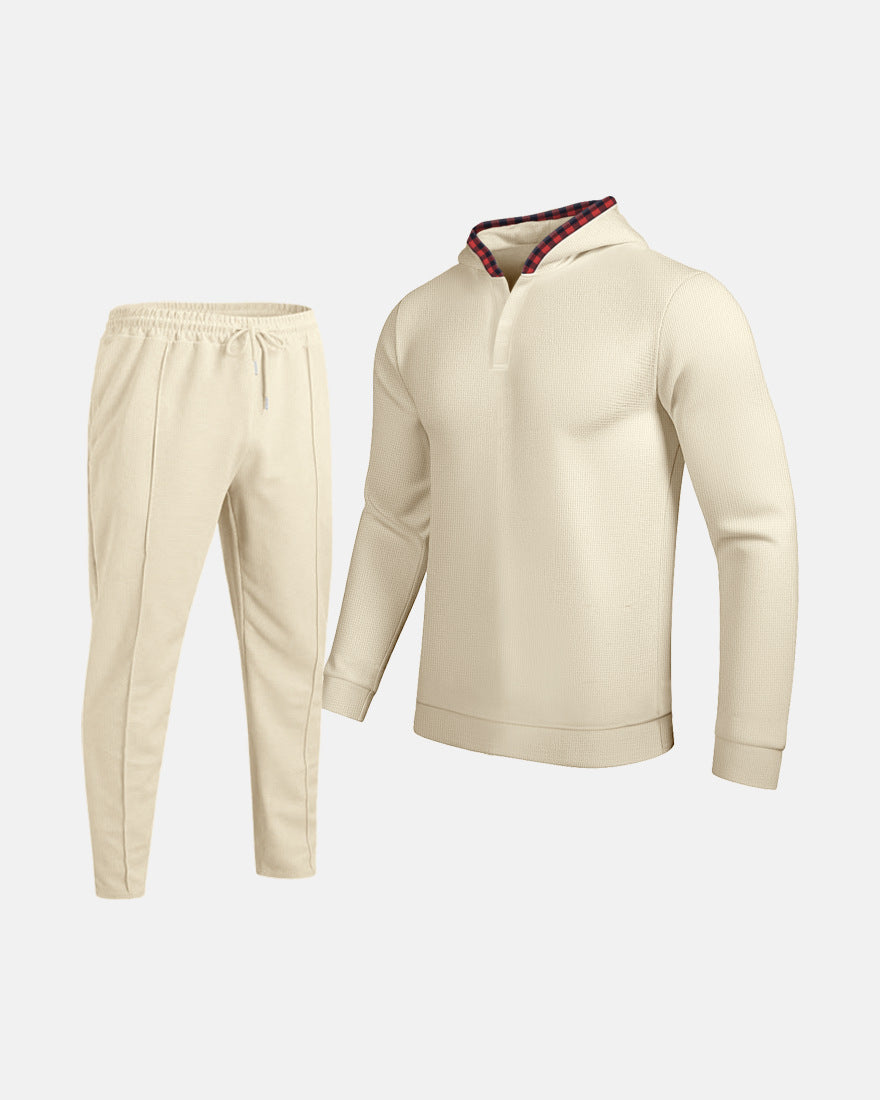 Herren Sportlicher Hoodie mit Karodetails und passtgenauen Jogginghose Echoarchiv