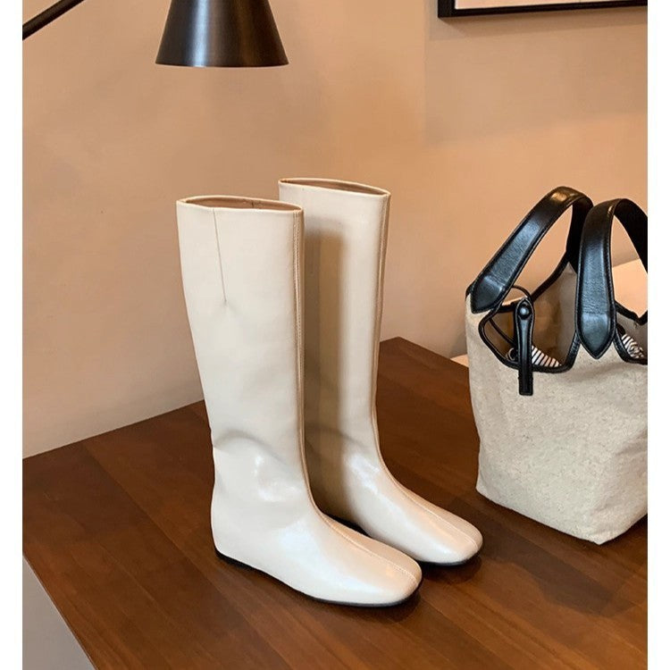 Damen Kniehohe Minimalistische Glattleder-Stiefel mit ergonomischer Laufsohle Echo Archiv