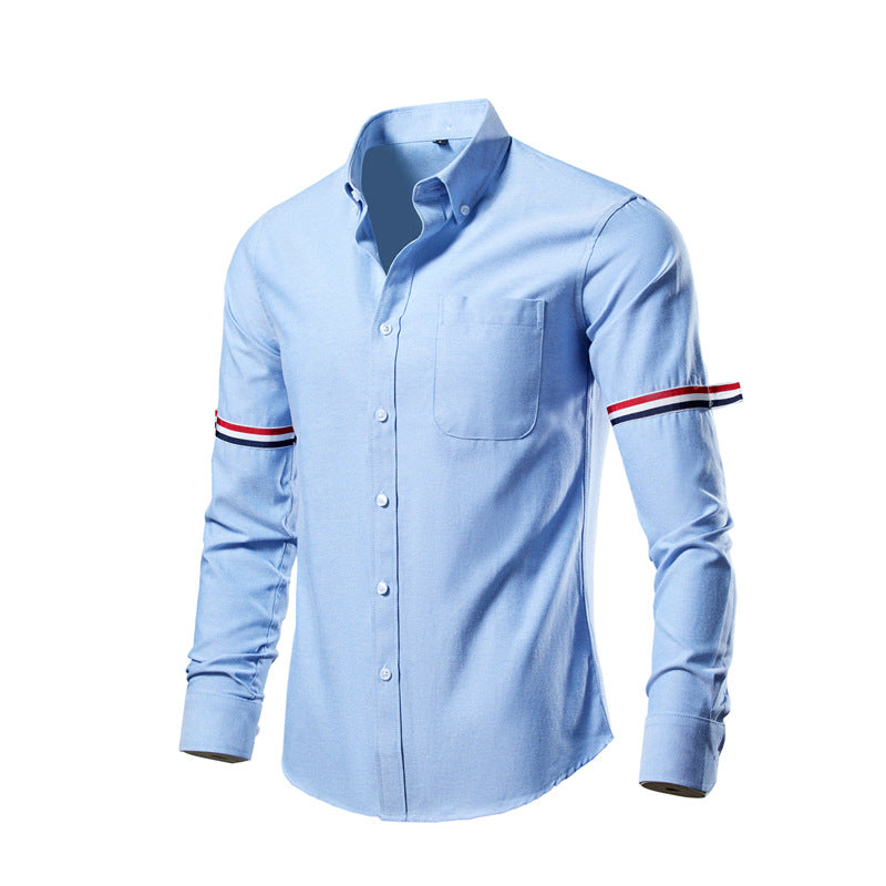 Herren nan tailliertes Oxford-Businesshemd mit Button-Down-Kragen, Brusttasche und markantem Armband-Detail Echo Archiv