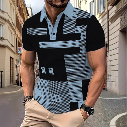 Herren Poloshirt mit modernem grafischen Design und atmungsaktiver Materialstruktur Echoarchiv