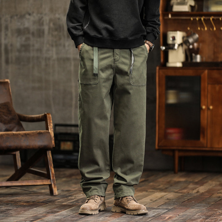 Herren Lockere Canvas-Cargohose mit Tunnelzugbund und aufgesetzten Fronttaschen Echo Archiv