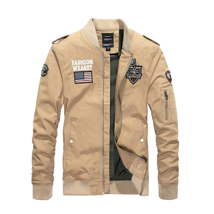 Herren Vintage-Canvas Bomberjacke mit Patchapplikationen und Ärmeltasche Echo Archiv