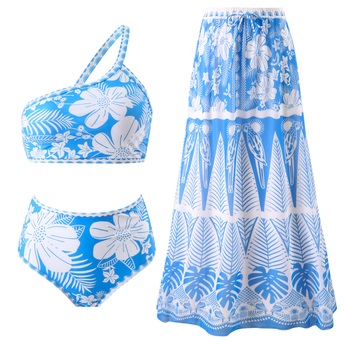 Damen Maxirock mit floralem Print und elastischem Bund – Valéora