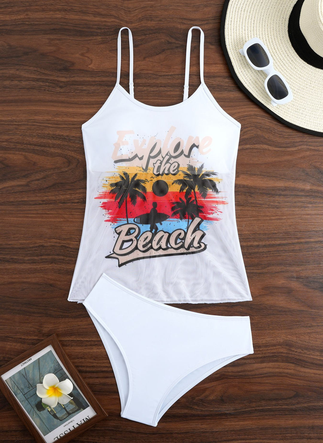 Damen Sportliches Tankini-Set mit trendigem Druck Echo Archiv
