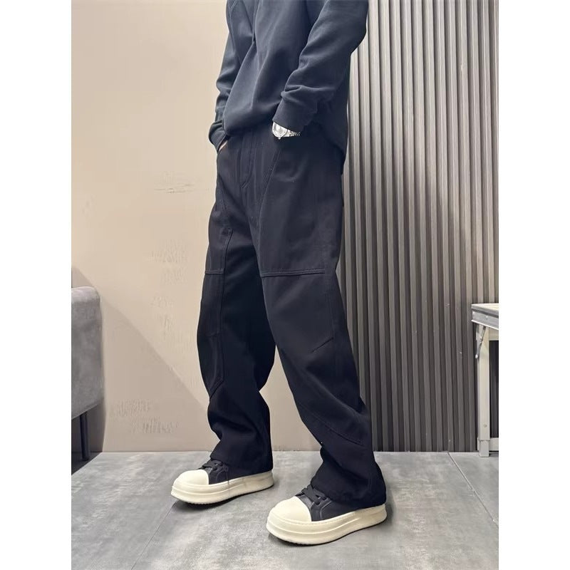 Herren Weite Cargo-Hose im Baggy-Stil mit Knieverstärkung und aufgesetzten Taschen – Bravaro