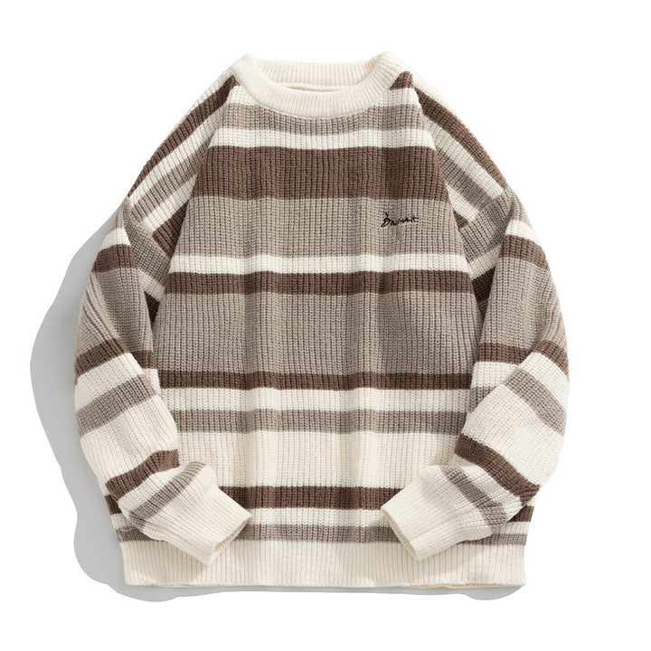 Unisex Oversize-Strickpullover mit Blockstreifen, geripptem Strukturstrick und Rundhalsausschnitt Echo Archiv