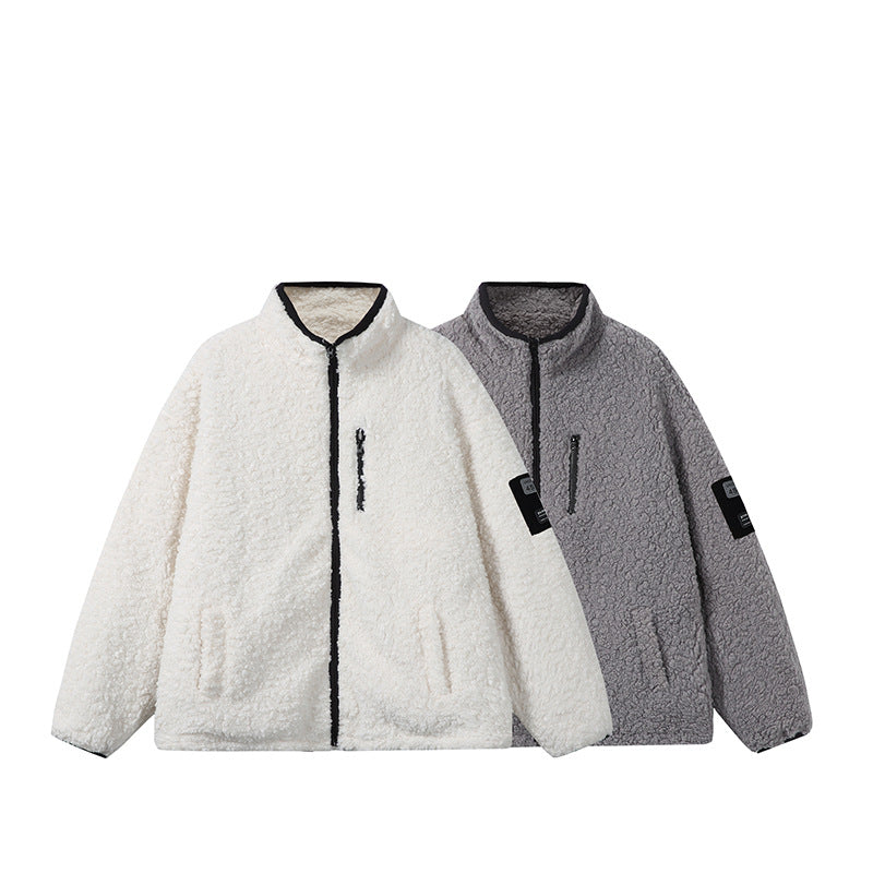 Unisex Teddy‑Fleece Jacke mit Stehkragen, hoher Wärme und kontrastierender Reißverschluss Echoarchiv