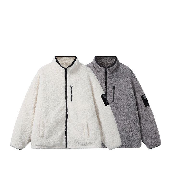 Unisex Teddy‑Fleece Jacke mit Stehkragen, hoher Wärme und kontrastierender Reißverschluss Echoarchiv