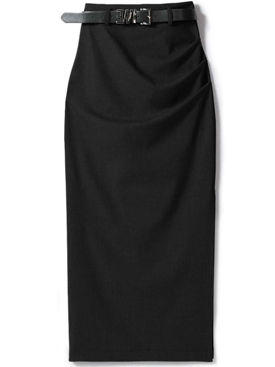 Damen Eleganter Wickelrock mit Taillengürtel Echoarchiv
