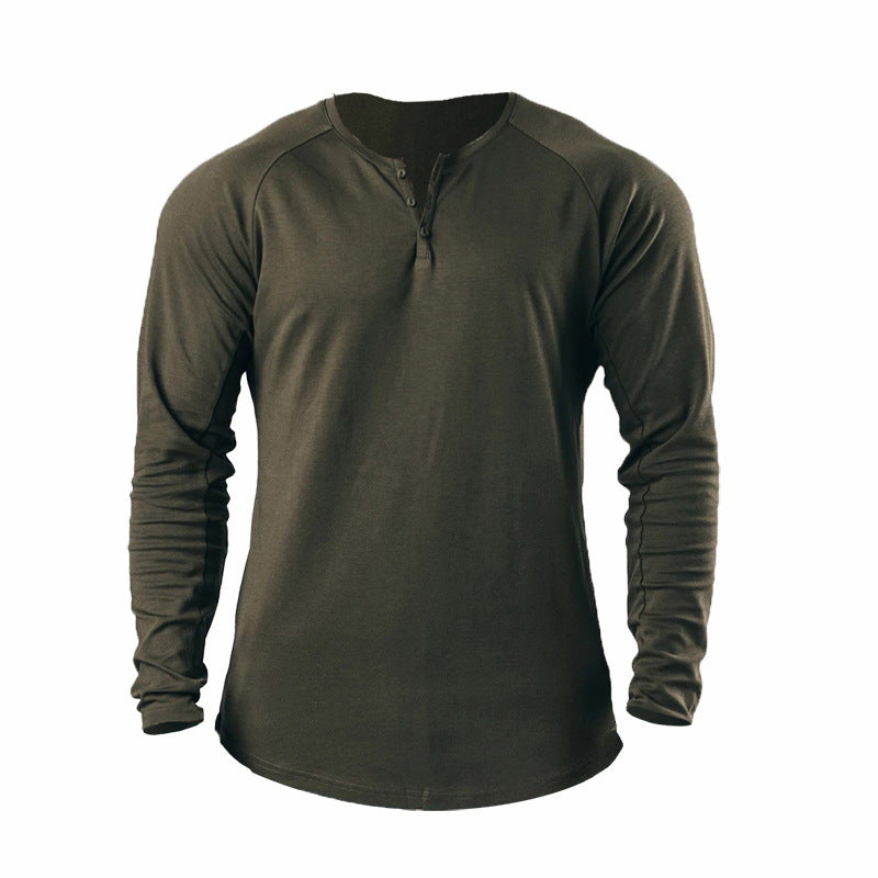 Herren Langarm Henley-Shirt mit hochwertiger Baumwollmischung und knöpfbarem Ausschnitt Echoarchiv