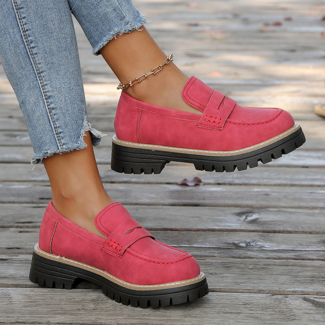 Damen robuste Loafer mit markanter Profilsohle, weichem Veloursoptik-Obermaterial und gepolstertem Komfortfußbett Echo Archiv