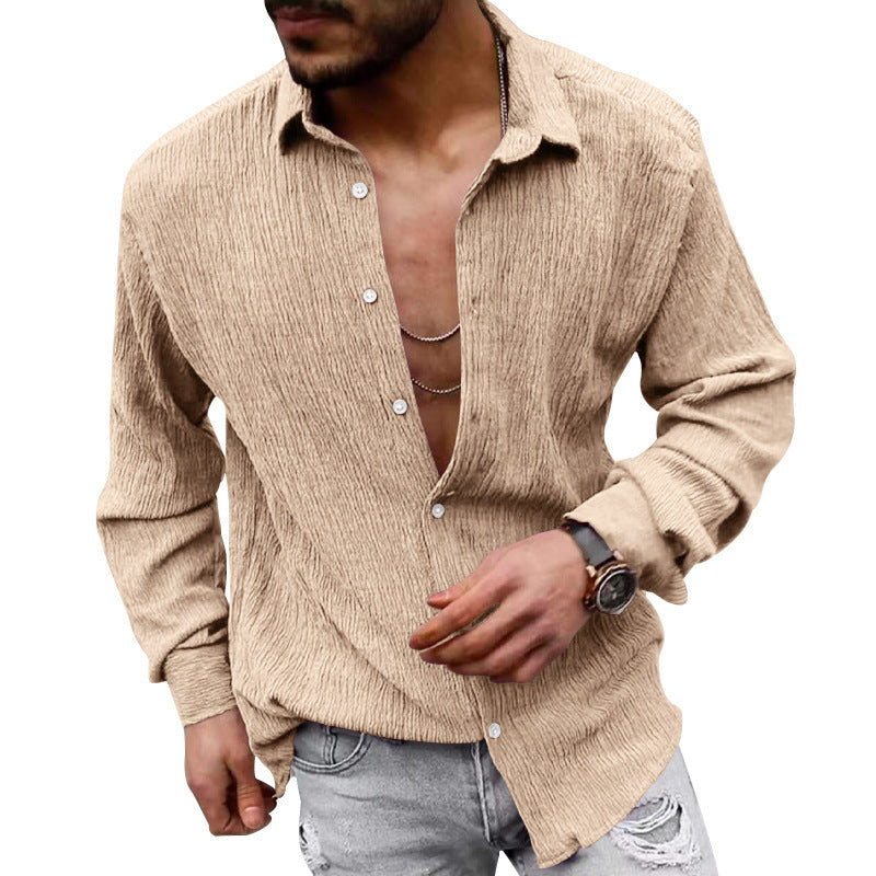 Herren lässiges Langarmhemd mit strukturiertem Gewebe und modernem Look Echoarchiv