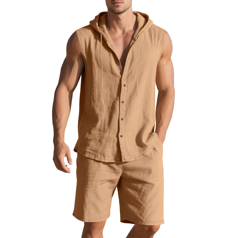 Herren lässiger Kurzarm-Hoodie und Shorts Set Echoarchiv