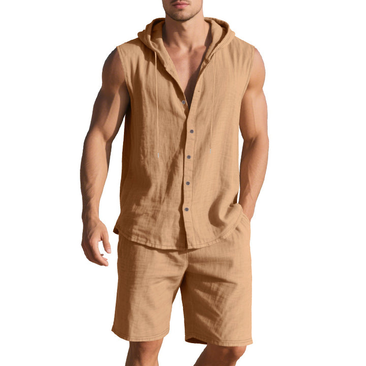 Herren lässiger Kurzarm-Hoodie und Shorts Set Echoarchiv