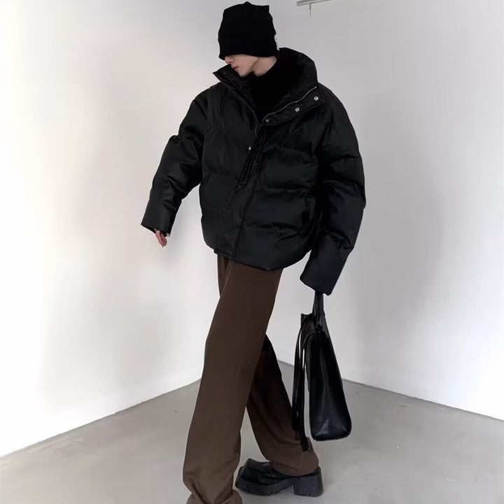 Unisex gefütterte Oversized-Jacke mit hohem Kragen Echoarchiv