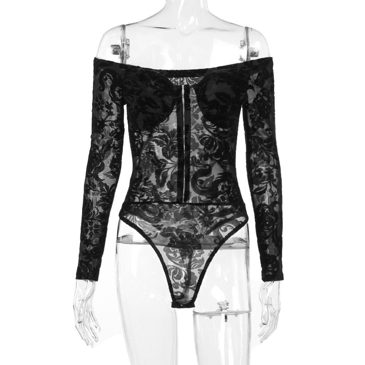 Damen Luxuriöses Spitzenbodysuit mit Off-Shoulder-Design Echo Archiv