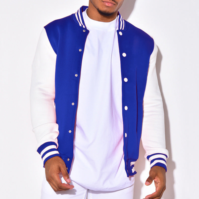 Herren sportliche Collegejacke mit kontrastierenden Ärmeln und Druckknöpfen Echoarchiv