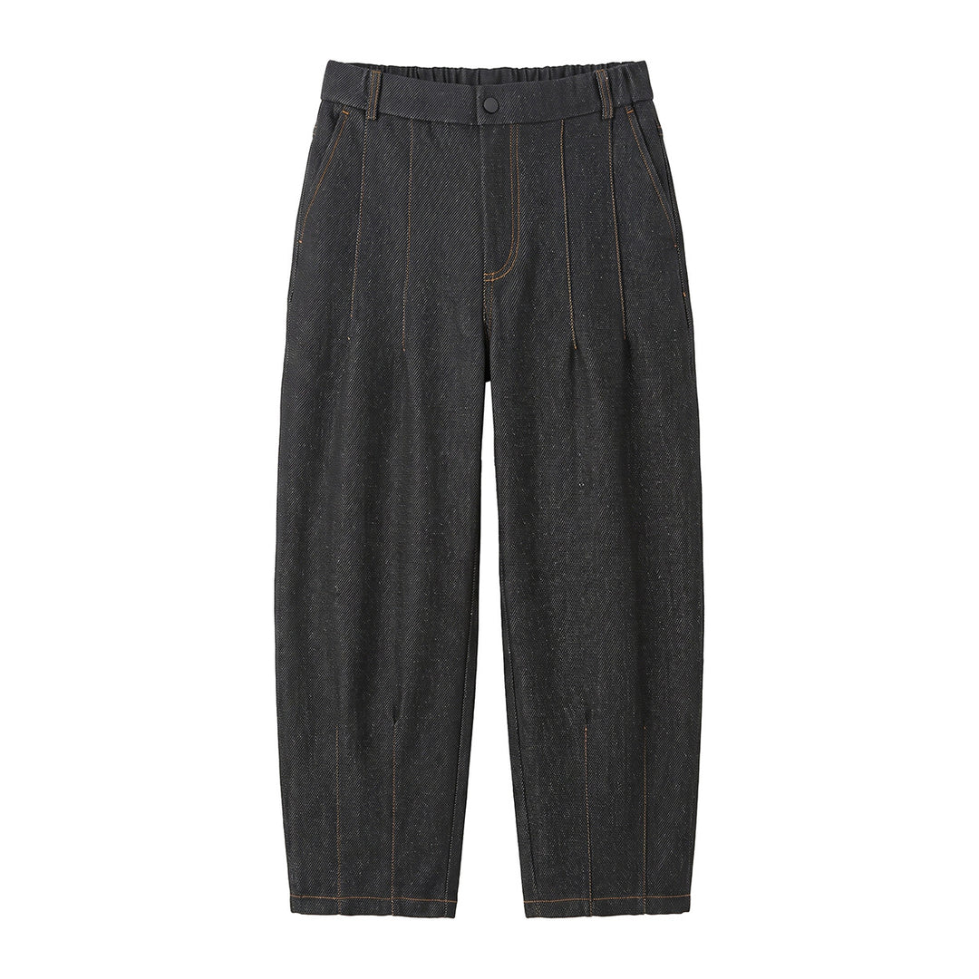 Damen Hochtaillierte Relaxed-Jeanshose mit Bundfalten, Teilungsnähten und elastischem Rückbund Echoarchiv