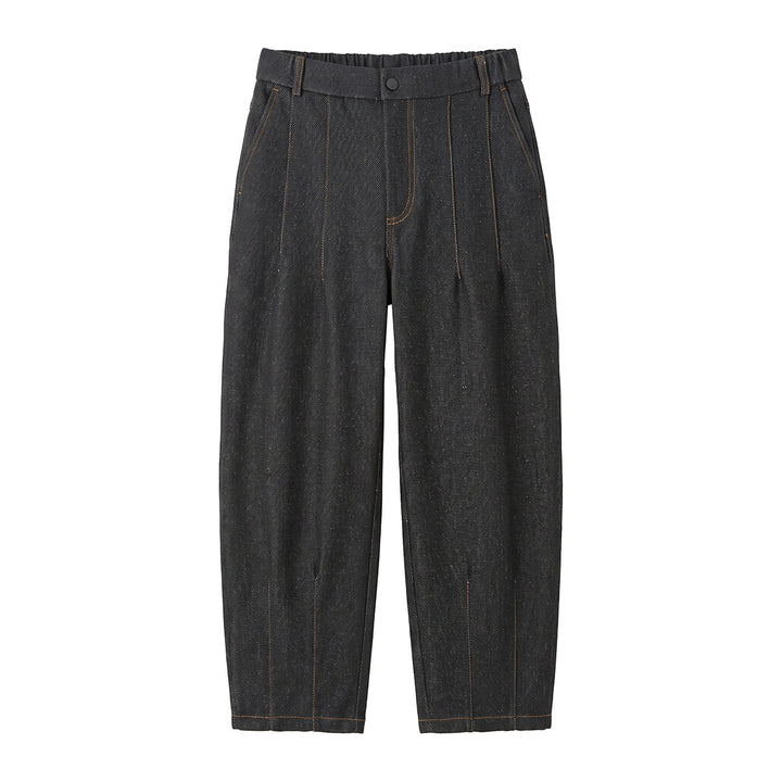 Damen Hochtaillierte Relaxed-Jeanshose mit Bundfalten, Teilungsnähten und elastischem Rückbund Echoarchiv