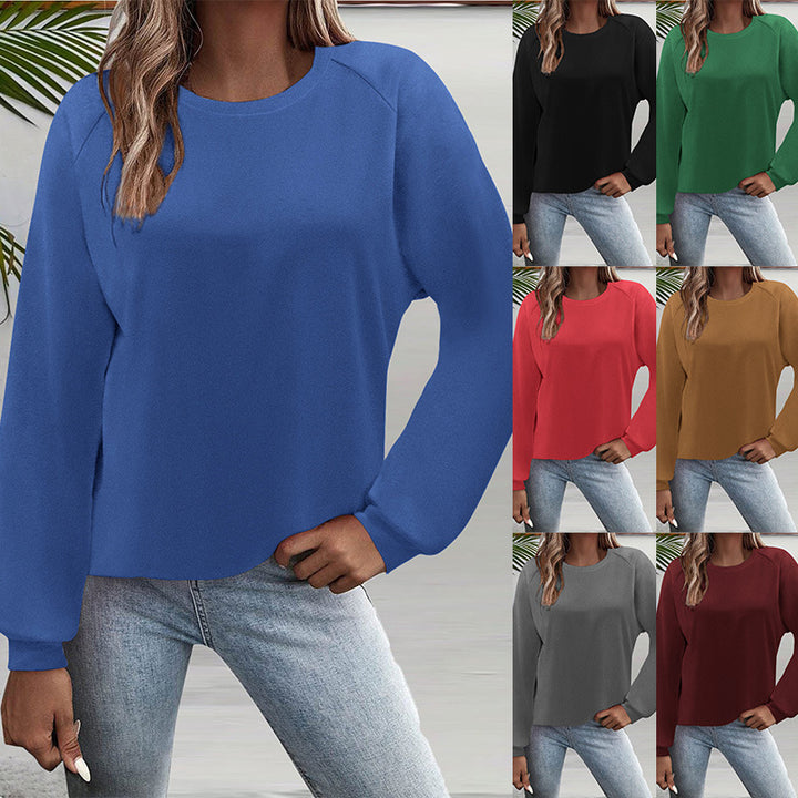 Damen Freizeit Rundhalsausschnitt Sweatshirt mit Raglanärmeln und elastischen Bündchen Echoarchiv