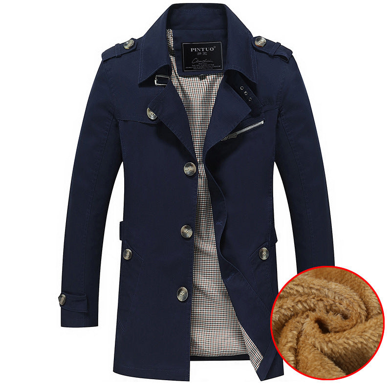 Herren Kurzer Fieldcoat mit Sherpa-Innenfutter, Epauletten und Reißverschluss-Brusttasche – Taviero