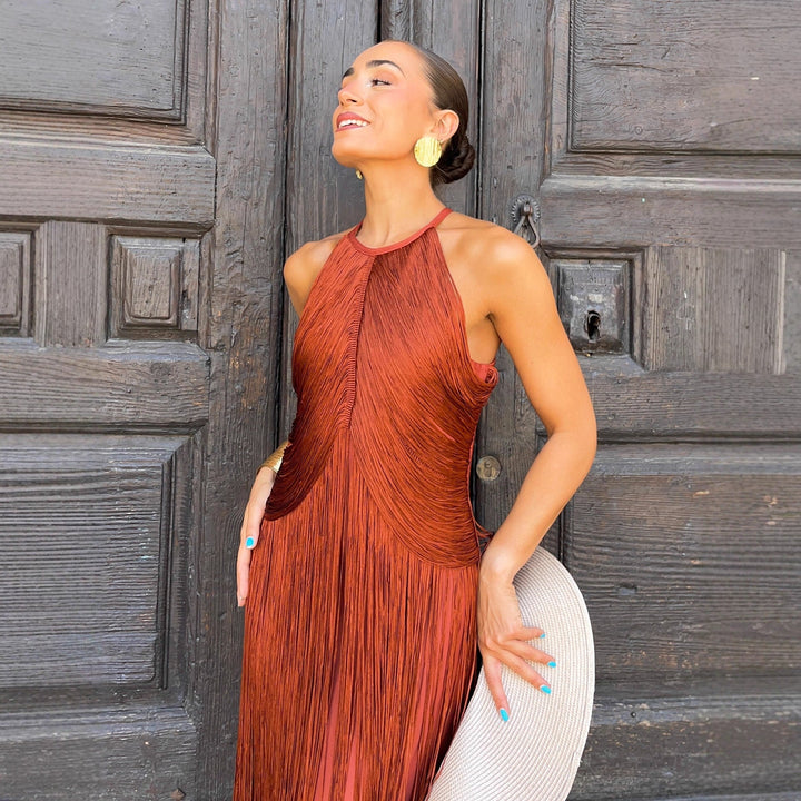 Damen Fransen Maxikleid mit elegantem Schnitt und fließendem Design Echoarchiv