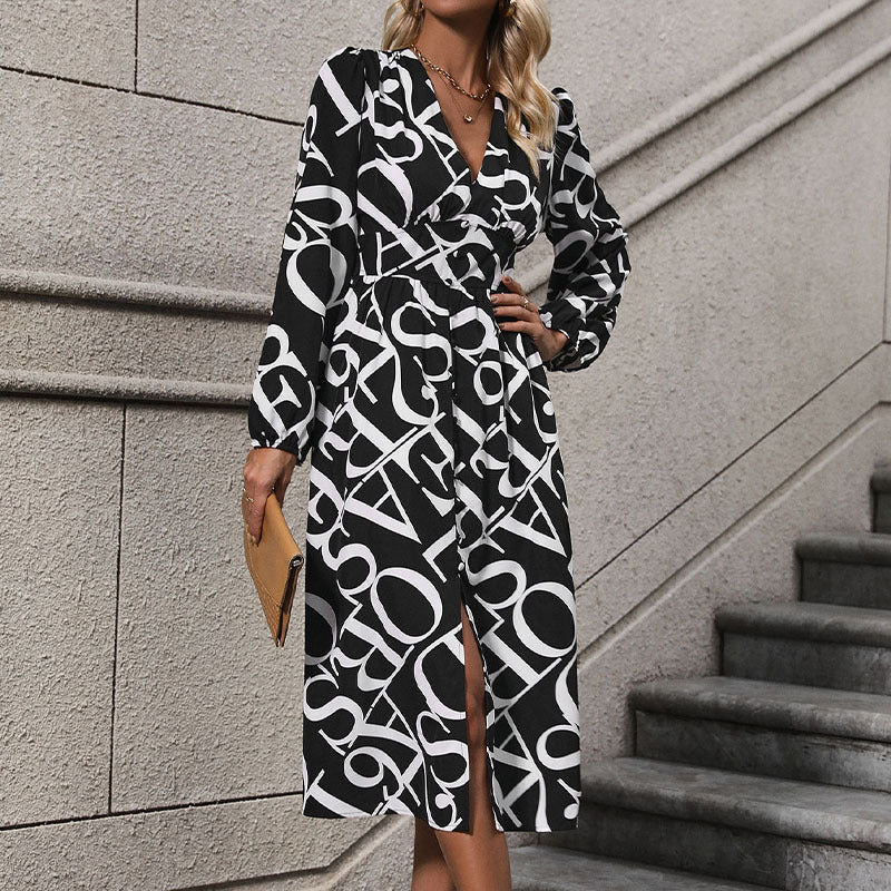 Damen Modisches Wickelkleid mit Rüschen und asymmetrischem Saum Echo Archiv