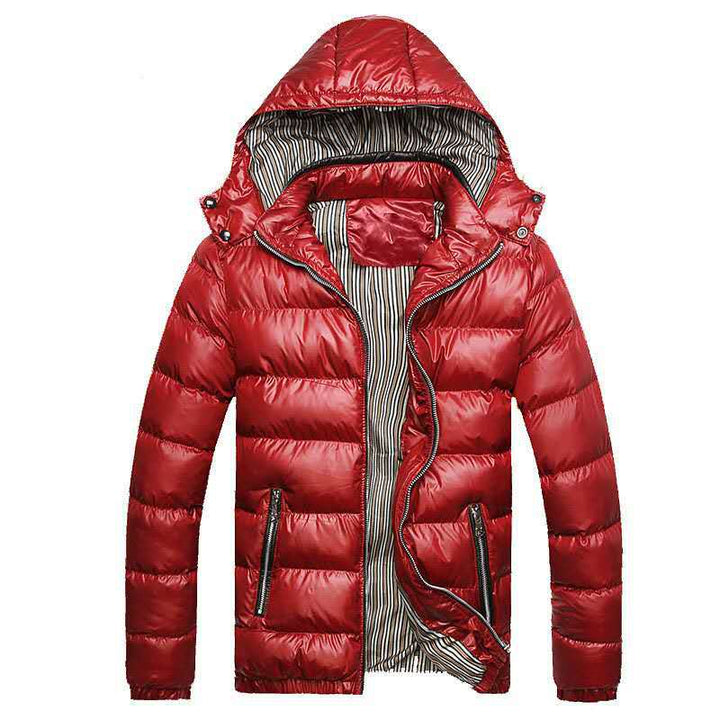 Herren Leichtgewichtige Steppjacke mit Kapuze, Thermoisolierung und gestreiftem Futter Echoarchiv