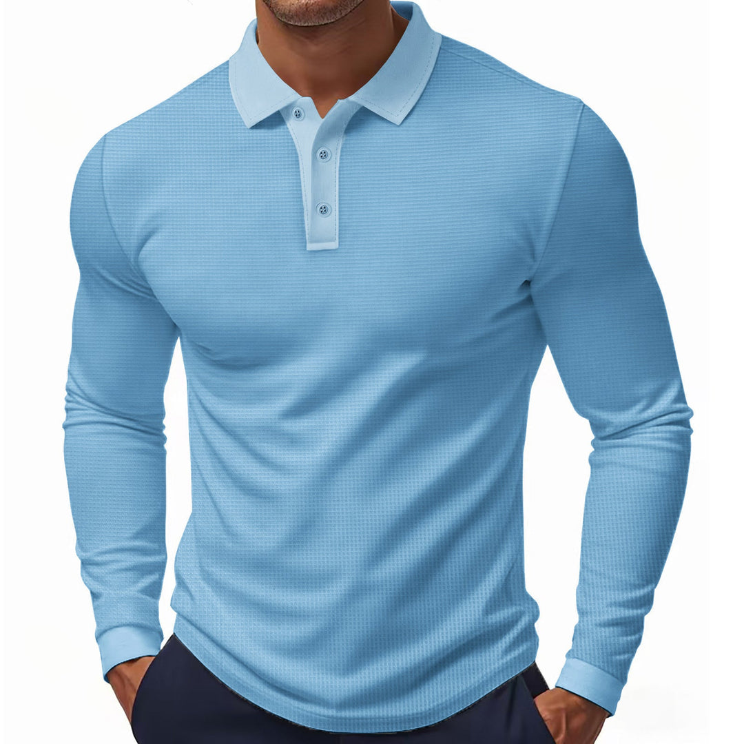 Herren Langarm-Polohemd im strukturierten Design mit modernem Schnitt Echoarchiv