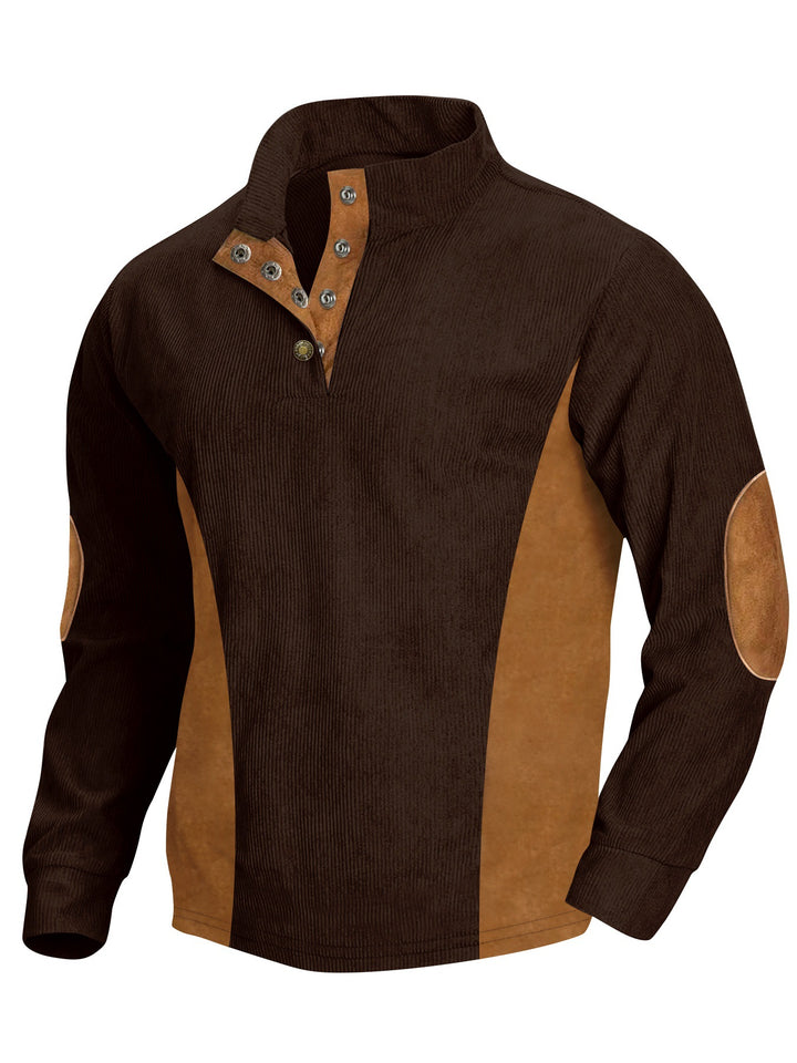 Herren stylisches Langarm-Shirt mit modernes Ripp-Design und eleganten Knopfdetails Echoarchiv