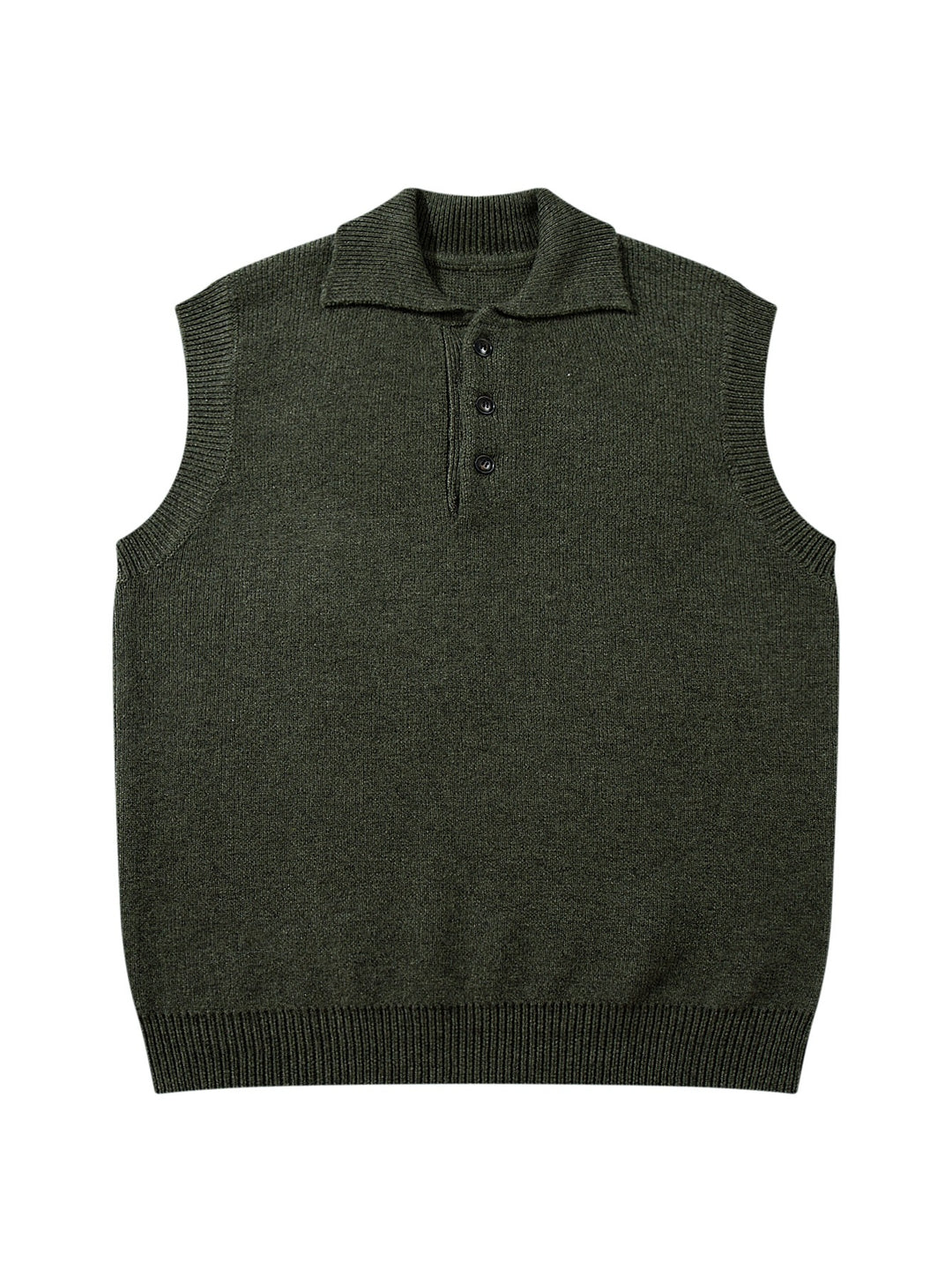 Unisex Ärmellose Strickweste mit Polokragen und Knopfleiste Echoarchiv