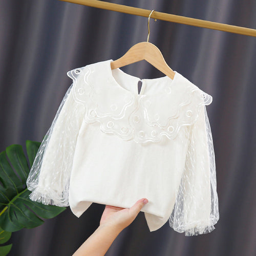 Mädchen elegante Bluse mit transparenten Tüllärmeln Echo Archiv
