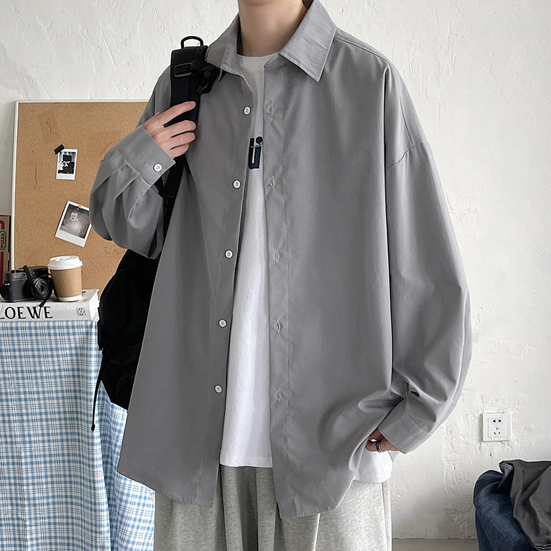 Herren nan leichtes Overshirt-Hemdjacke aus Baumwollmix mit verdeckter Knopfleiste, überschnittener Schulter und abgerundetem Saum Echo Archiv