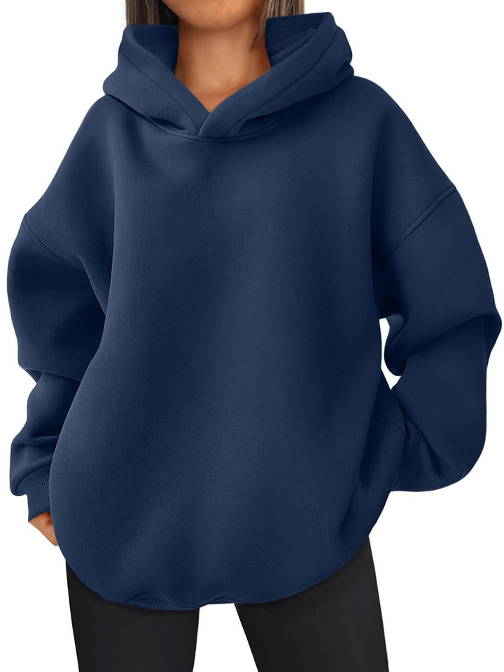 Damen nan kastiger Kapuzenpullover mit doppellagiger Kapuze, überschnittener Schulter und längerem Rückenteil Echo Archiv