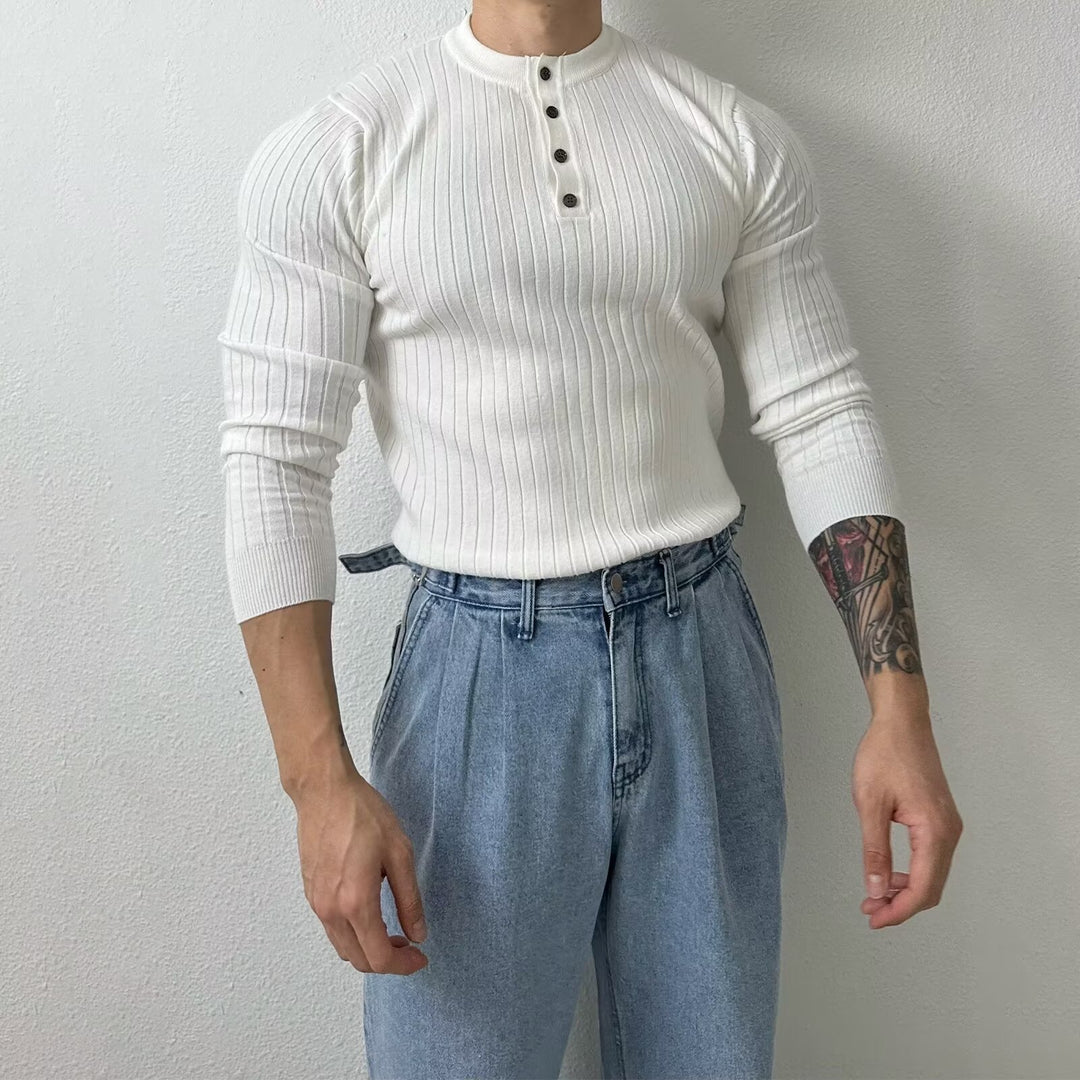 Herren Elegantes Langarmshirt mit Knopfleiste Echo Archiv