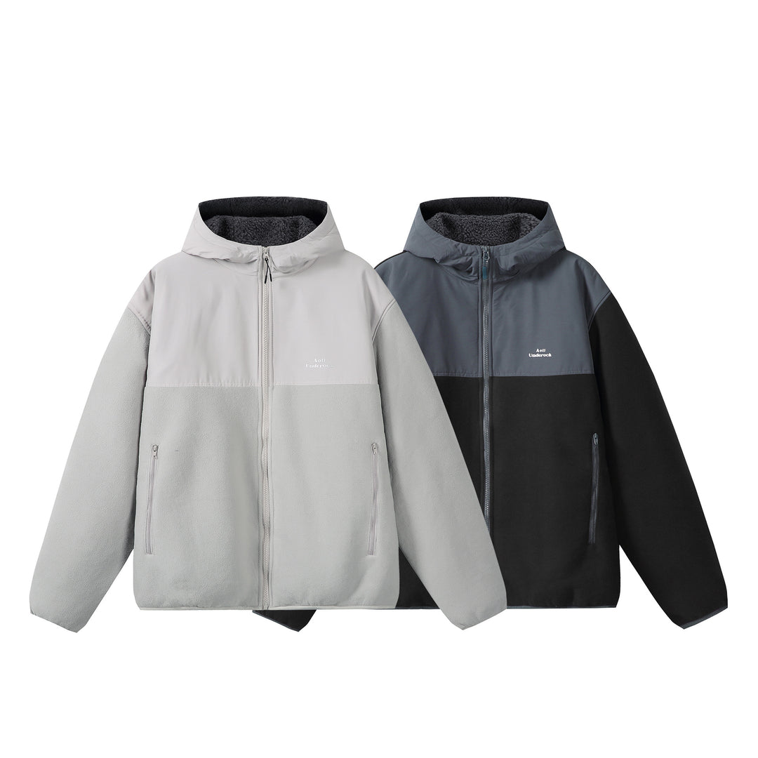 Unisex Fleece-Kapuzenjacke mit Teddyfutter, durchgehendem Reißverschluss und seitlichen Reißverschlusstaschen Echoarchiv