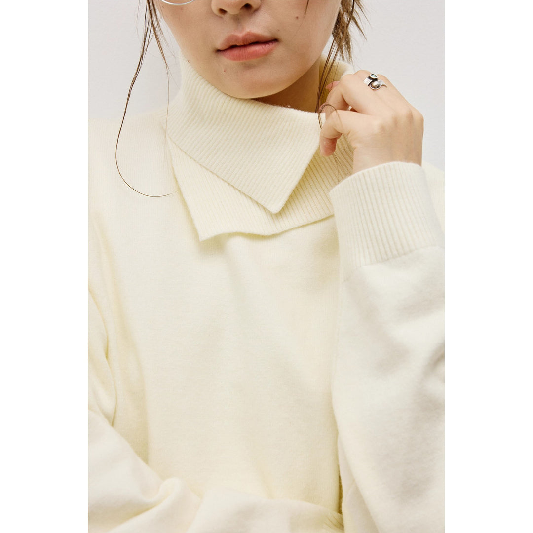 Damen Modischer Grobstrickpullover mit hohem Kragen Echoarchiv
