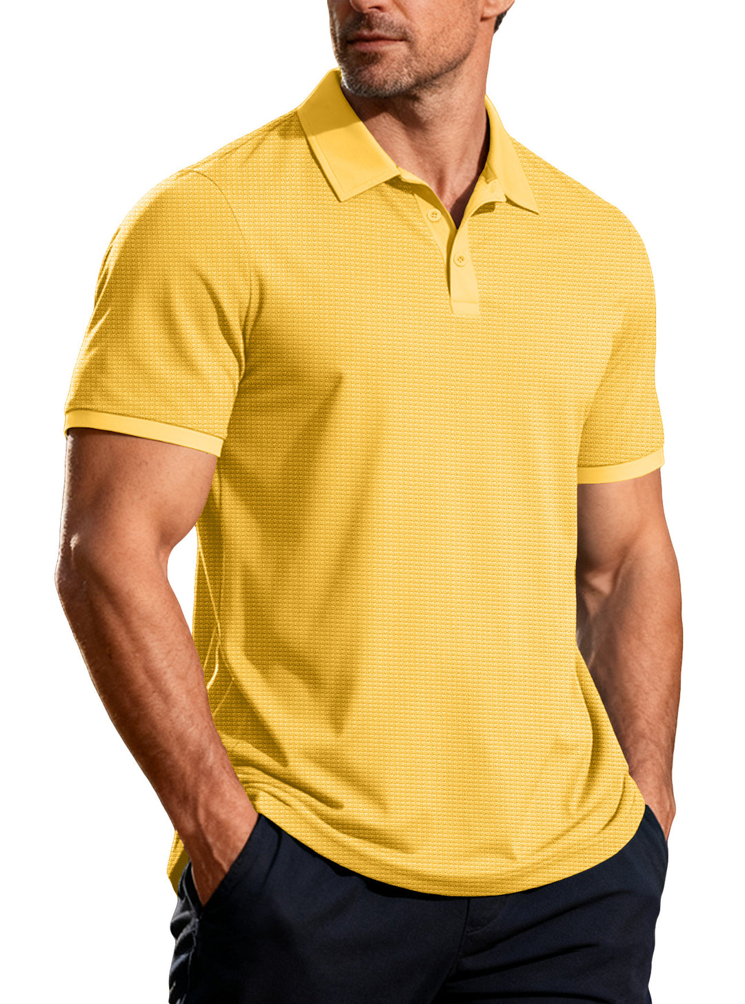 Herren nan strukturiertes Piqué-Kurzarm-Poloshirt mit Hemdkragen Echo Archiv