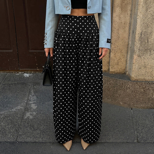 Damen High‑Waist Palazzo‑Hose mit weitem Bein und Polka‑Dot‑Print Echoarchiv
