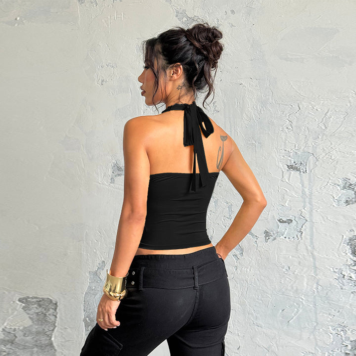 Damen elegantes Haltertop mit zartem Spitzendetail Echo Archiv