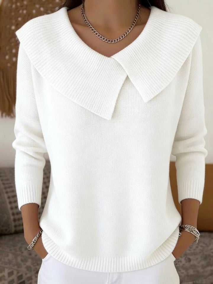 Damen nan grobgestrickter Pullover mit übergroßem Matrosenkragen und gerippten Abschlüssen Echo Archiv