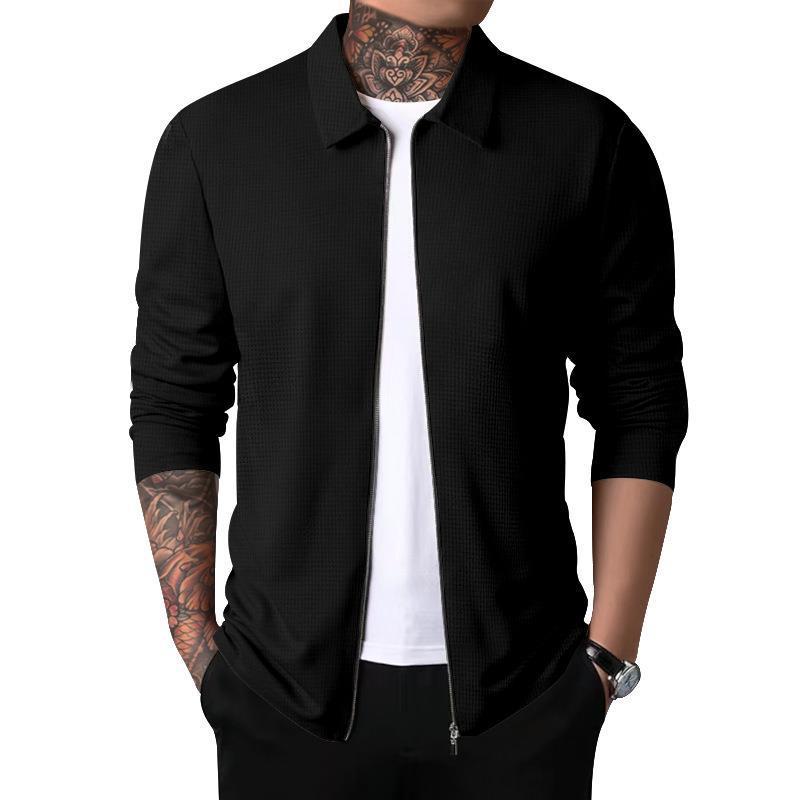 Herren Freizeitjacke mit durchgehendem Reißverschluss und strukturiertem Gewebe Echoarchiv